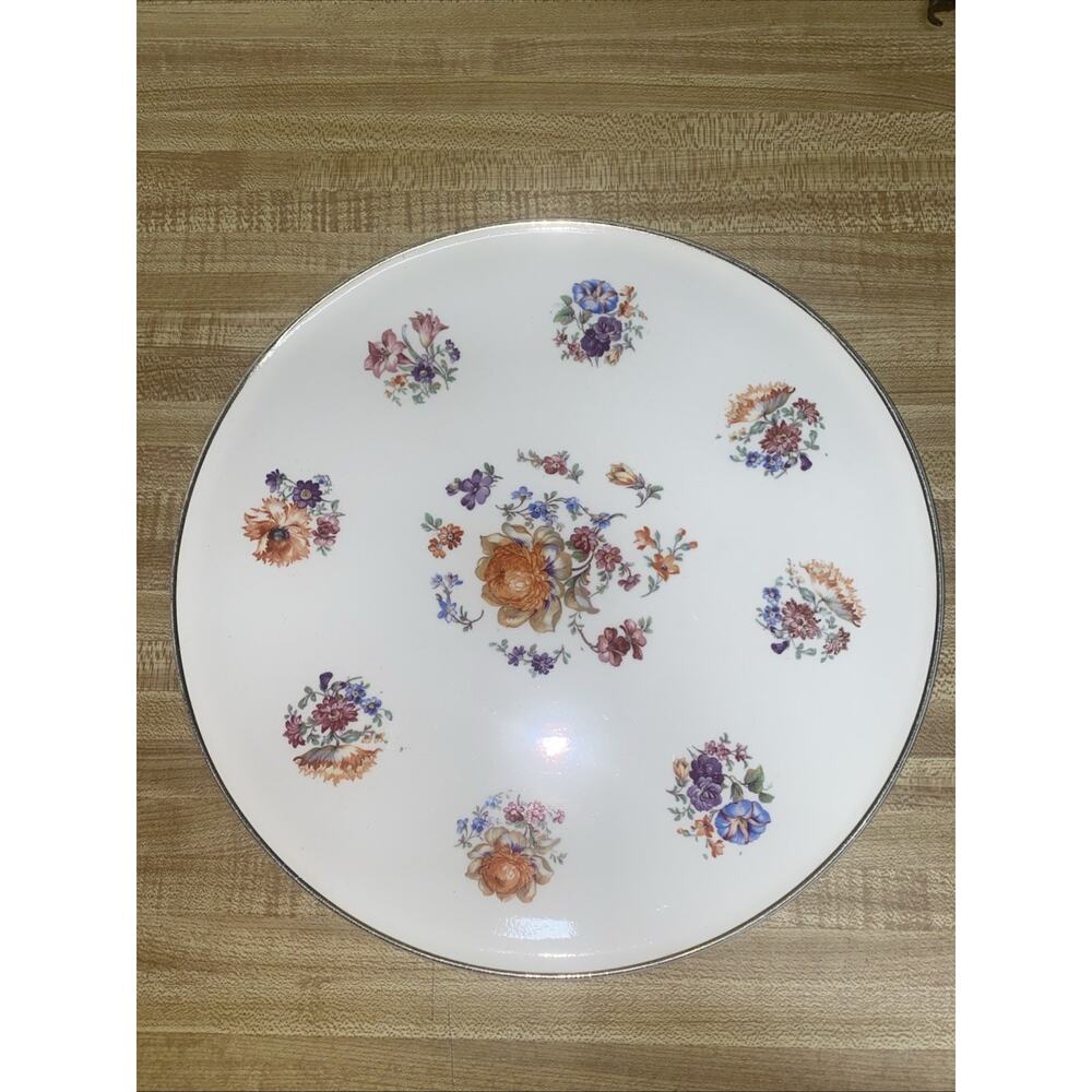 ERPHILA ART POTTERY Vintage Porcelain Floral Cake Plate Platter 11” Germany